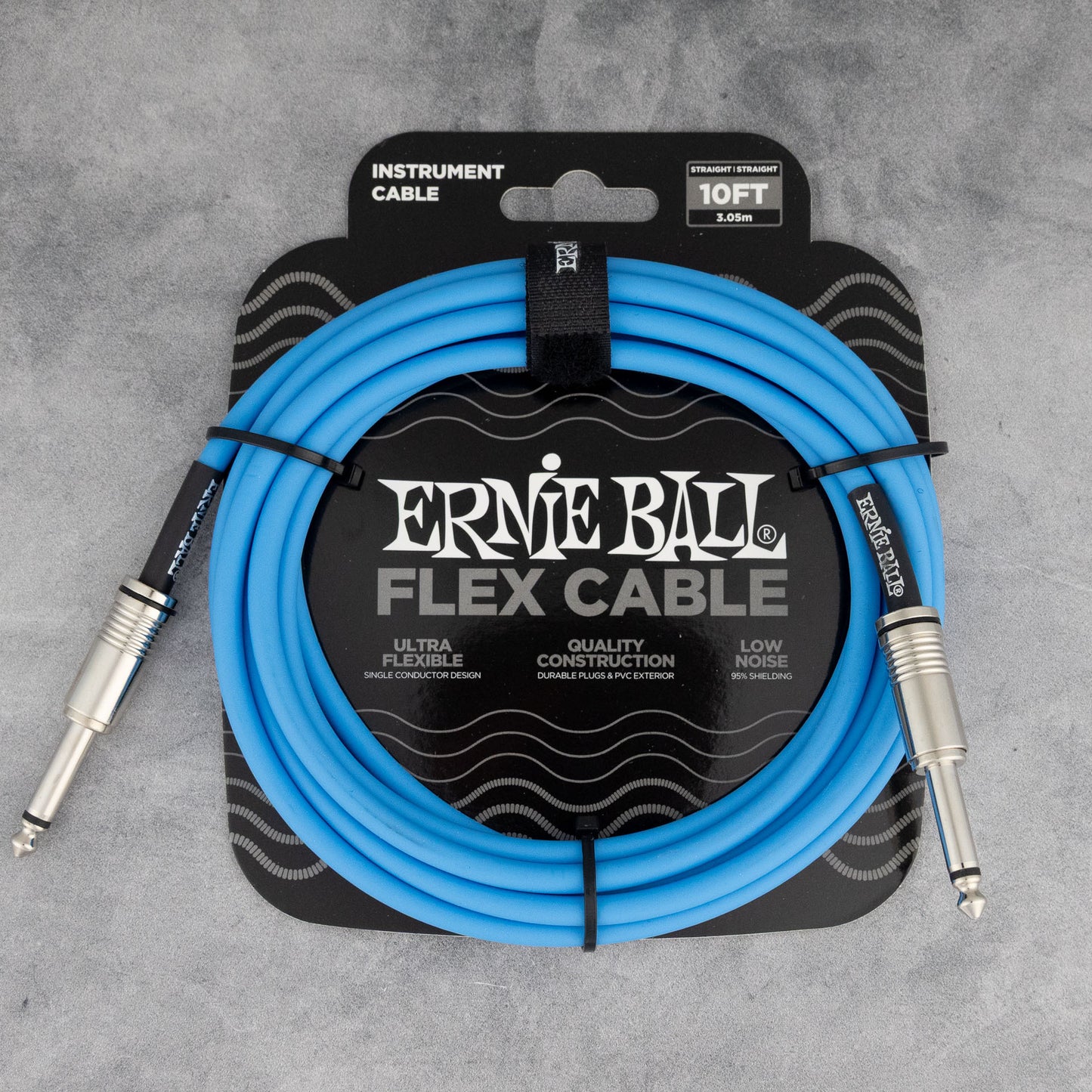 Ernie Ball 10' Flex Instrument Cable Straight/Straight, Blue