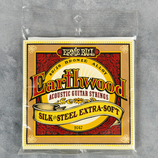 Ernie Ball 2047 Earthwood Silk and Steel Bronze Acoustic, Extra Soft, 10-50
