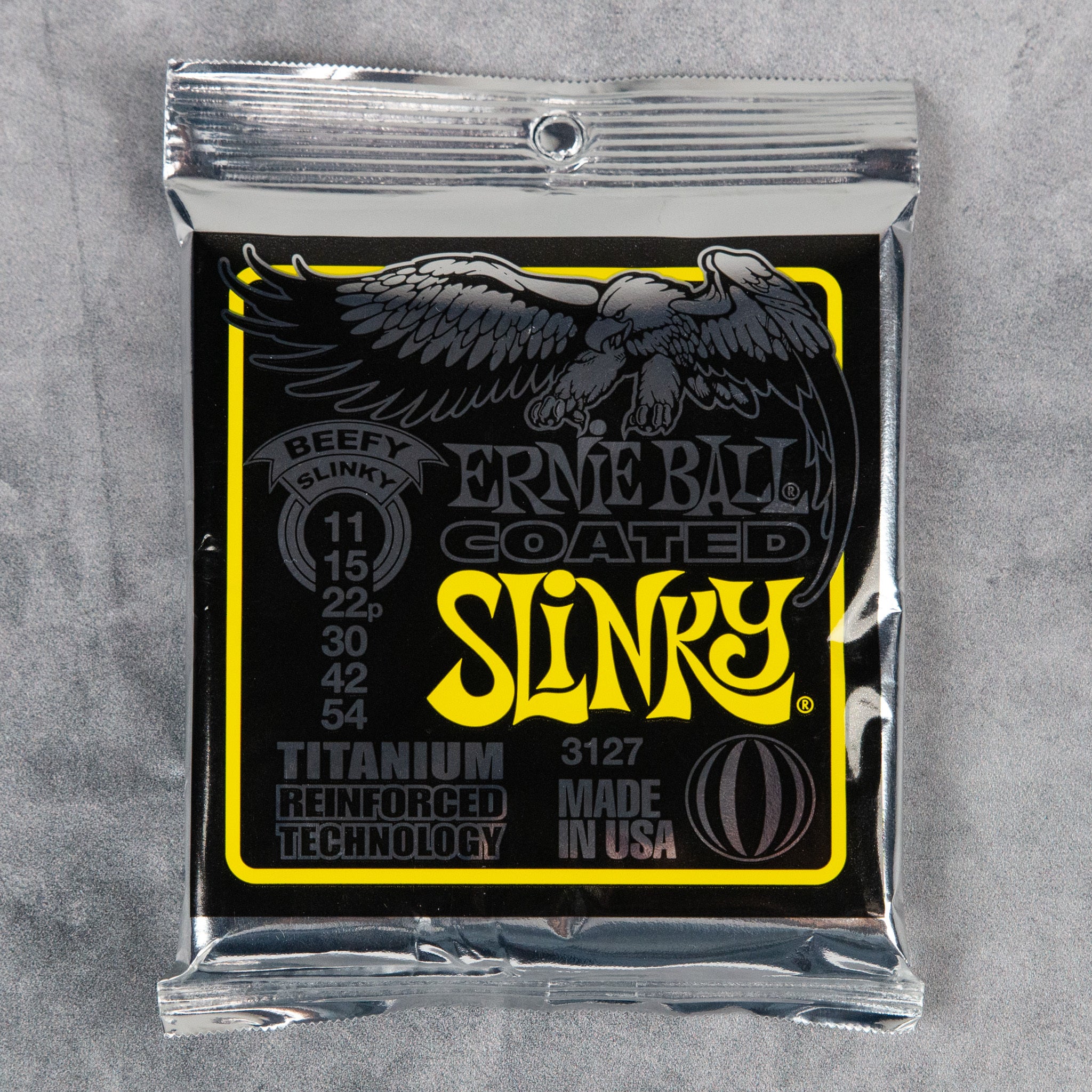Ernie Ball 3127 Beefy Slinky Coated Titanium RPS Electric Guitar Strings, 11-54