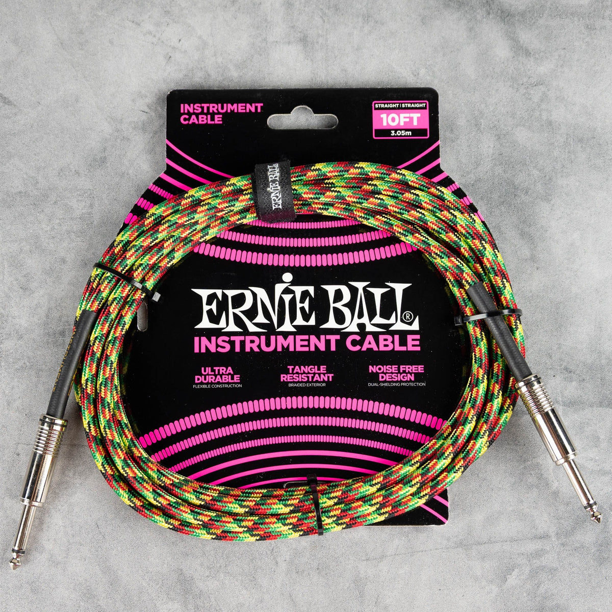 Ernie Ball Braided Instrument Cable 10', Straight/Straight, Good Vibrations