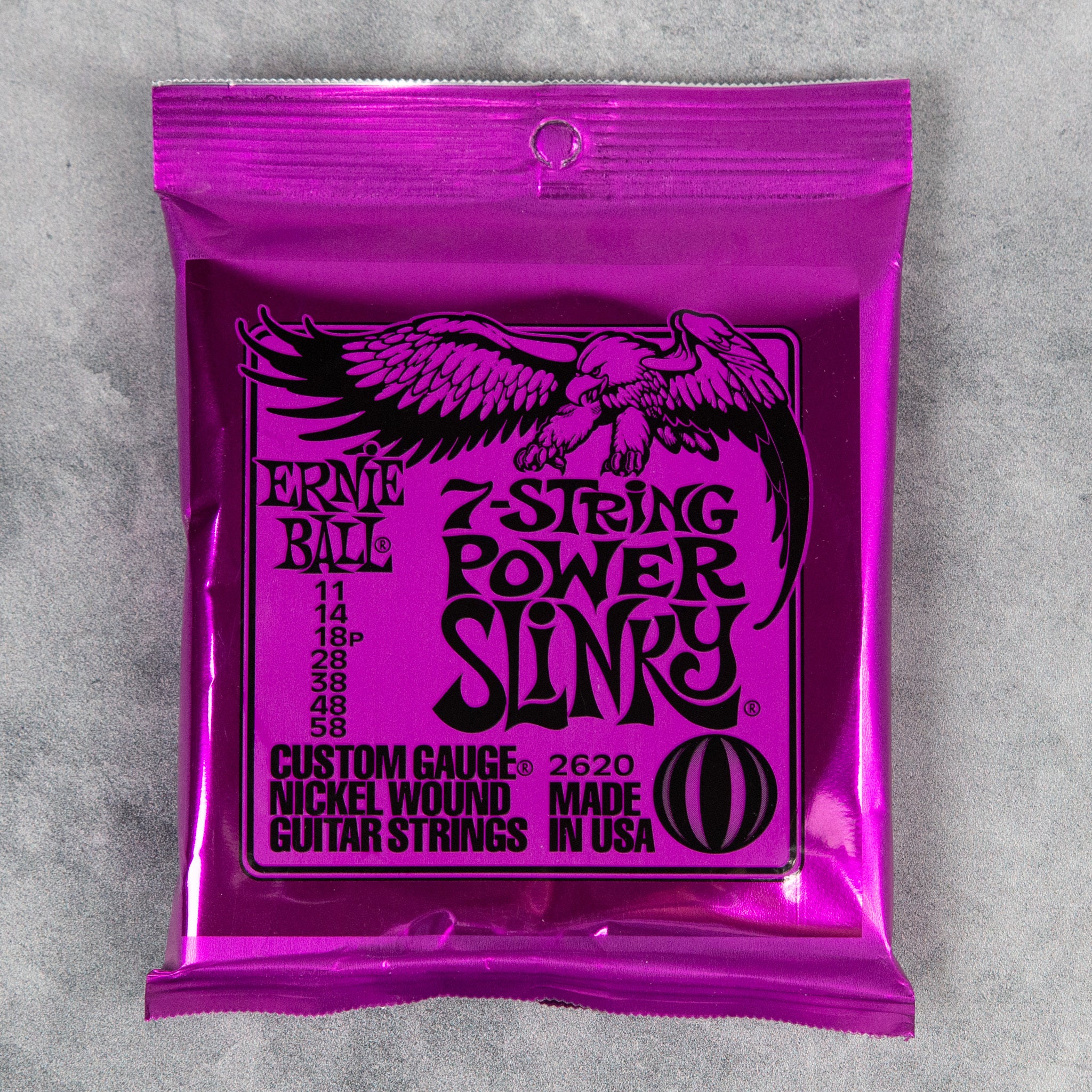 Ernie Ball P02620 Power Slinky 7-String Set, Nickel Wound, 11-58