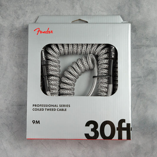 Fender 30' Professional Series Coil Cable, White Tweed