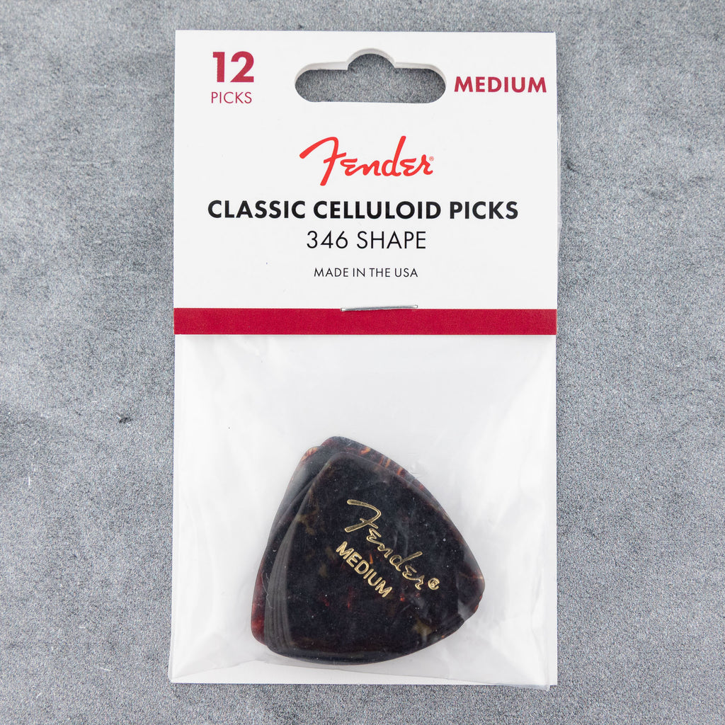 Fender Classic Celluloid Picks 346 Shape, Medium, Shell, 12-Pack