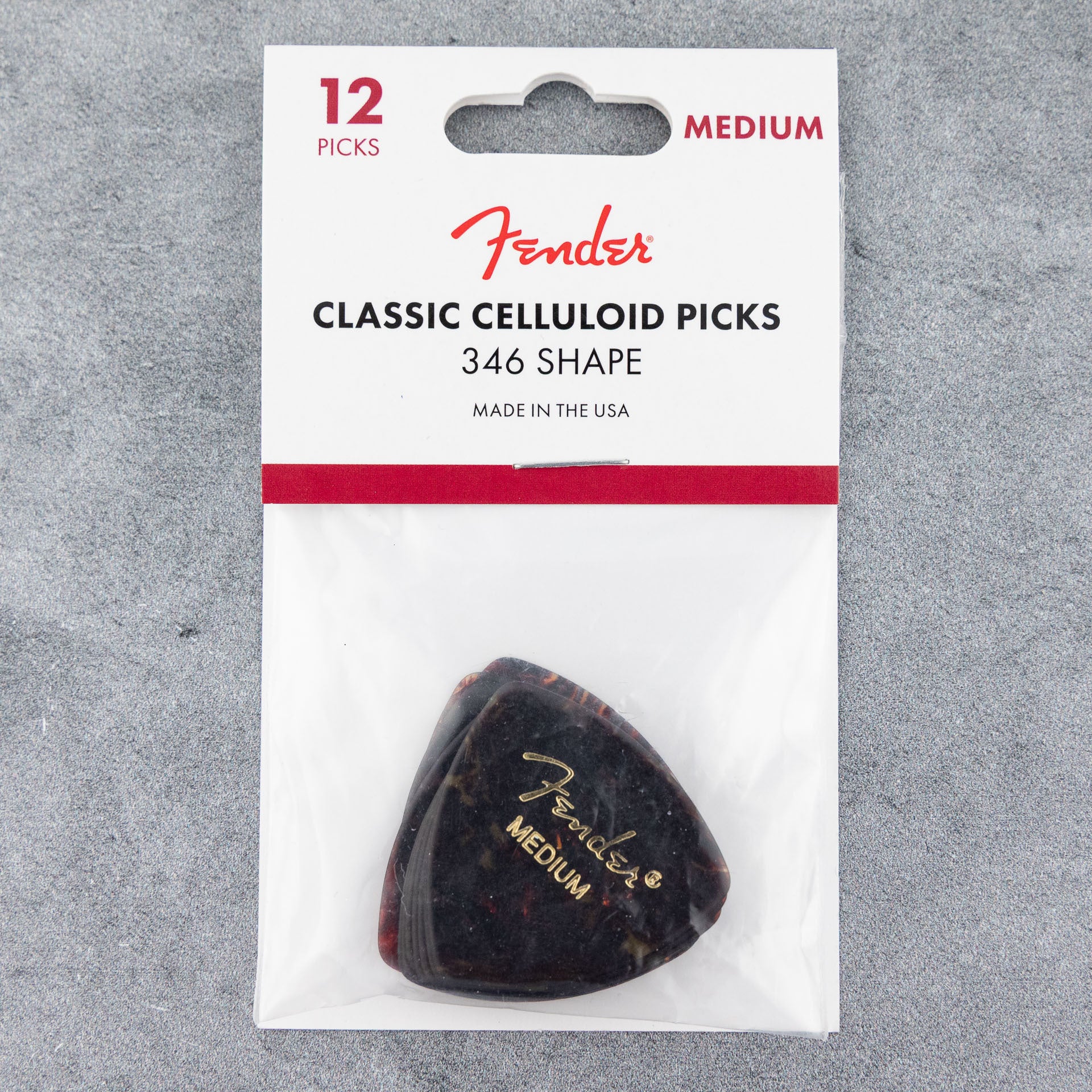 Fender Classic Celluloid Picks 346 Shape, Medium, Shell, 12-Pack