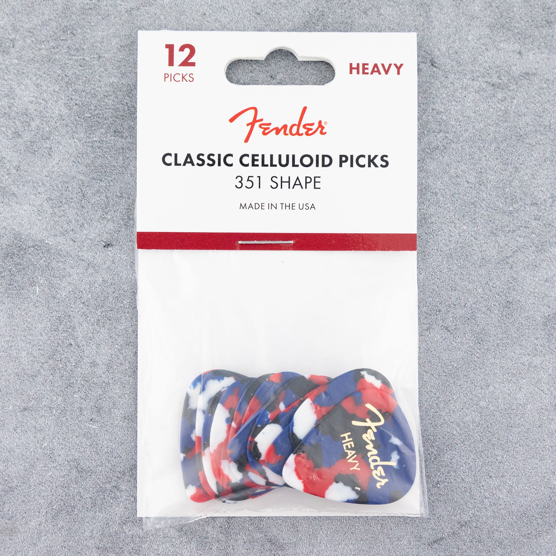 Fender Classic Celluloid Picks 351 Shape, Heavy, Confetti, 12-Pack