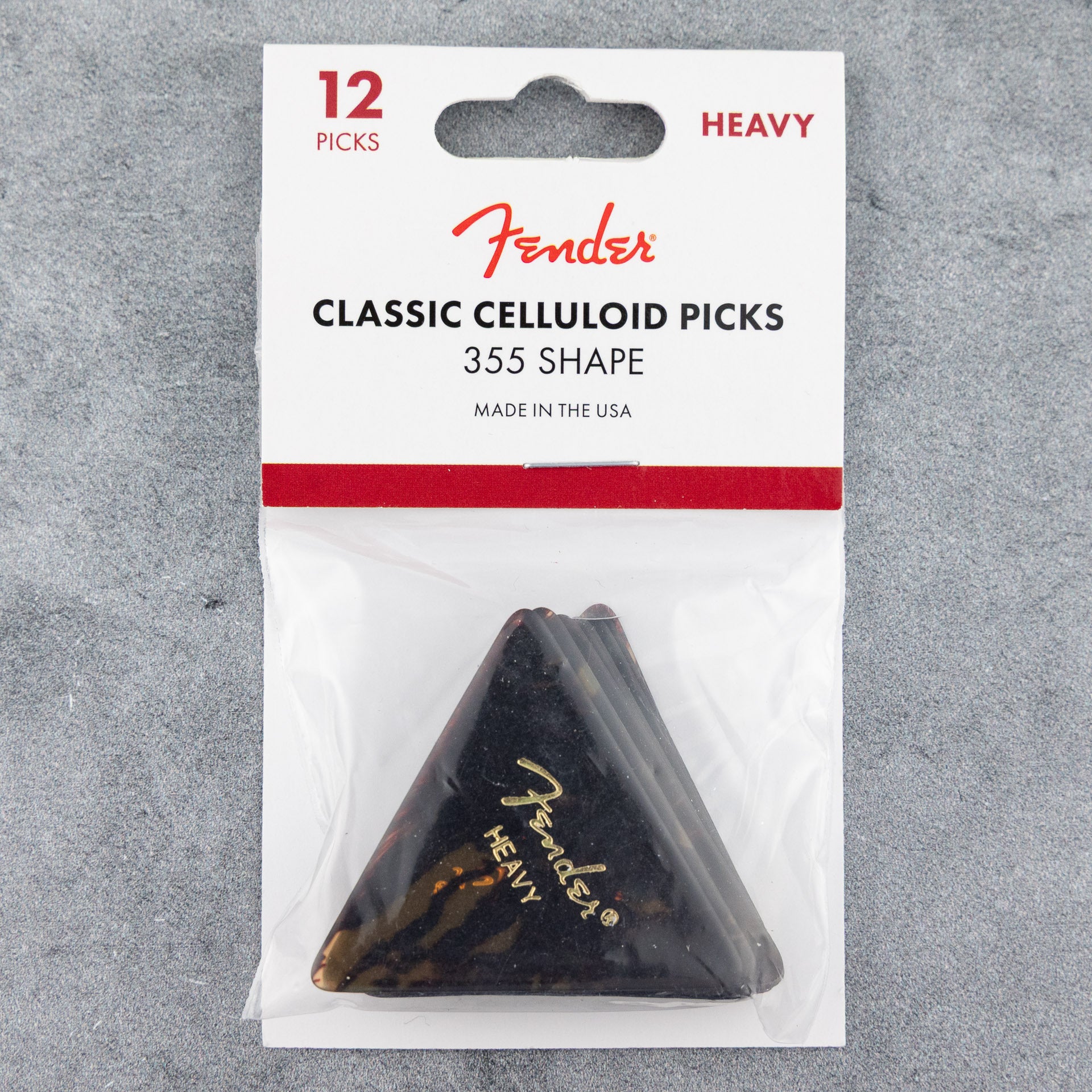 Fender Classic Celluloid Picks 355 Shape, Heavy, Shell, 12-Pack