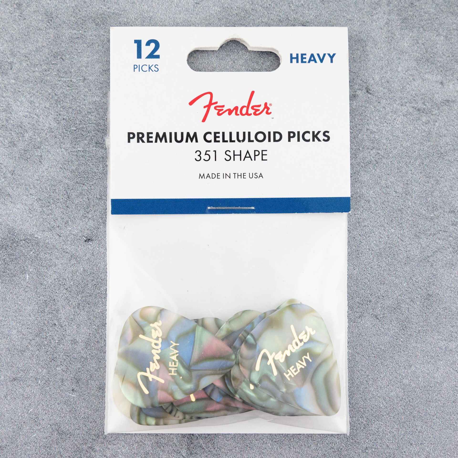 Fender Premium Celluloid Picks 351 Shape, Heavy, Abalone, 12-Pack