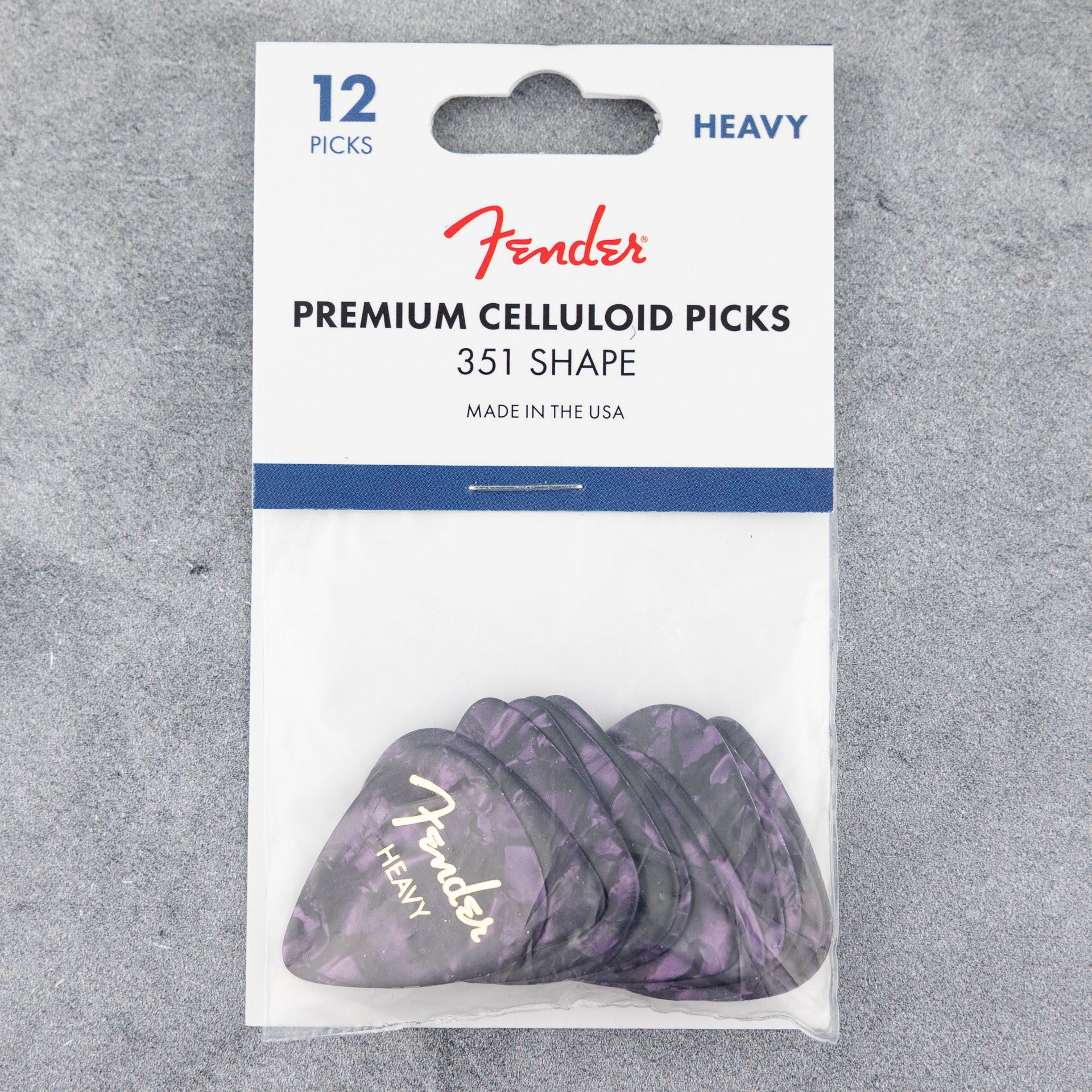 Fender Premium Celluloid Picks 351 Shape, Heavy, Purple Moto, 12-Pack