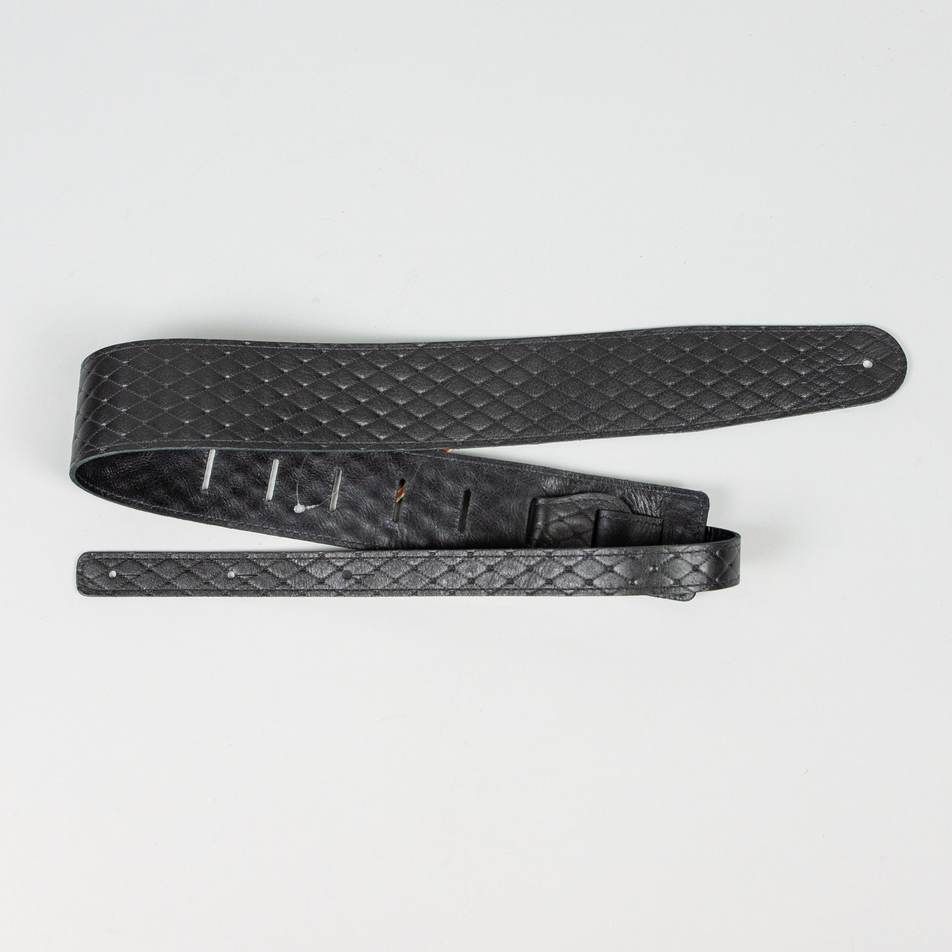 Henry Heller 2.5" Adjustable Quilted Garment Leather Guitar Strap, Black