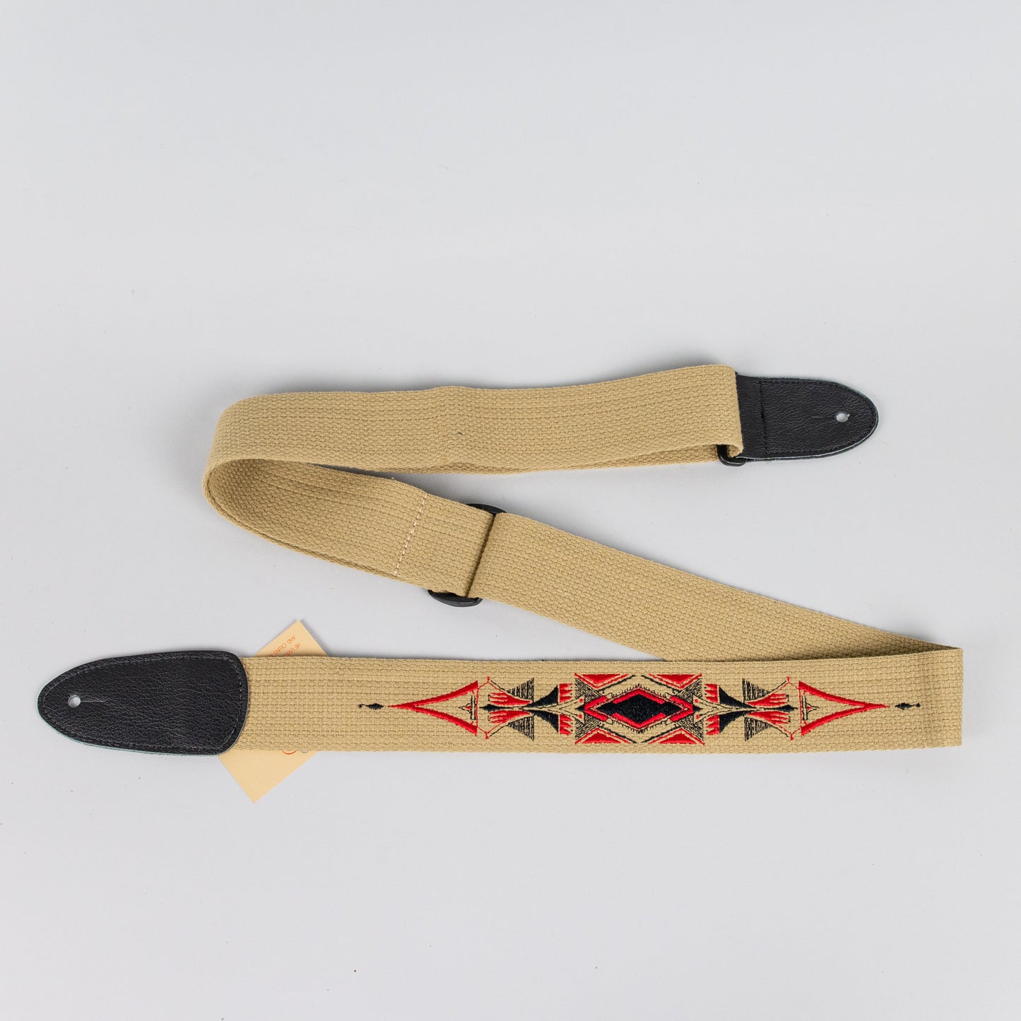 Henry Heller 2" David Hale Guitar Strap with Embroidered Design, Tan Art Deco