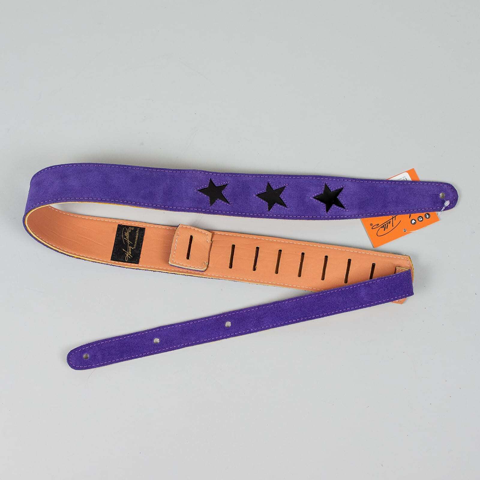 Henry Heller 2" Guitar Strap, Purple Suede with Black Leather Stars