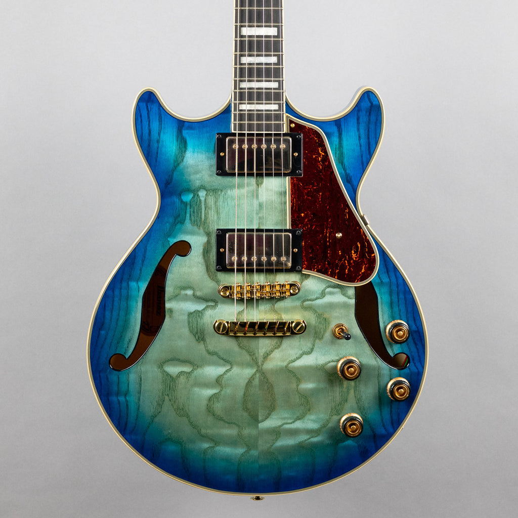 Ibanez AM93QA AM Artcore Expressionist Semi-Hollow Body Guitar, Jet Blue Burst