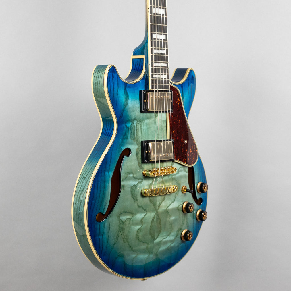 Ibanez AM93QA AM Artcore Expressionist Semi-Hollow Body Guitar, Jet Blue Burst