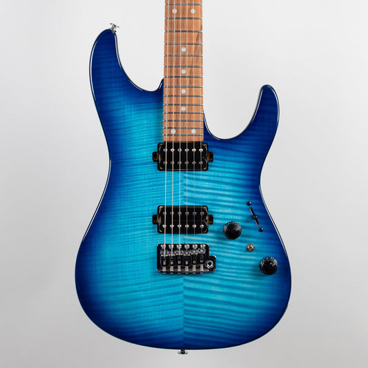 Ibanez AZ24S1F AZ Standard Electric Guitar, Transparent Turquoise Burst