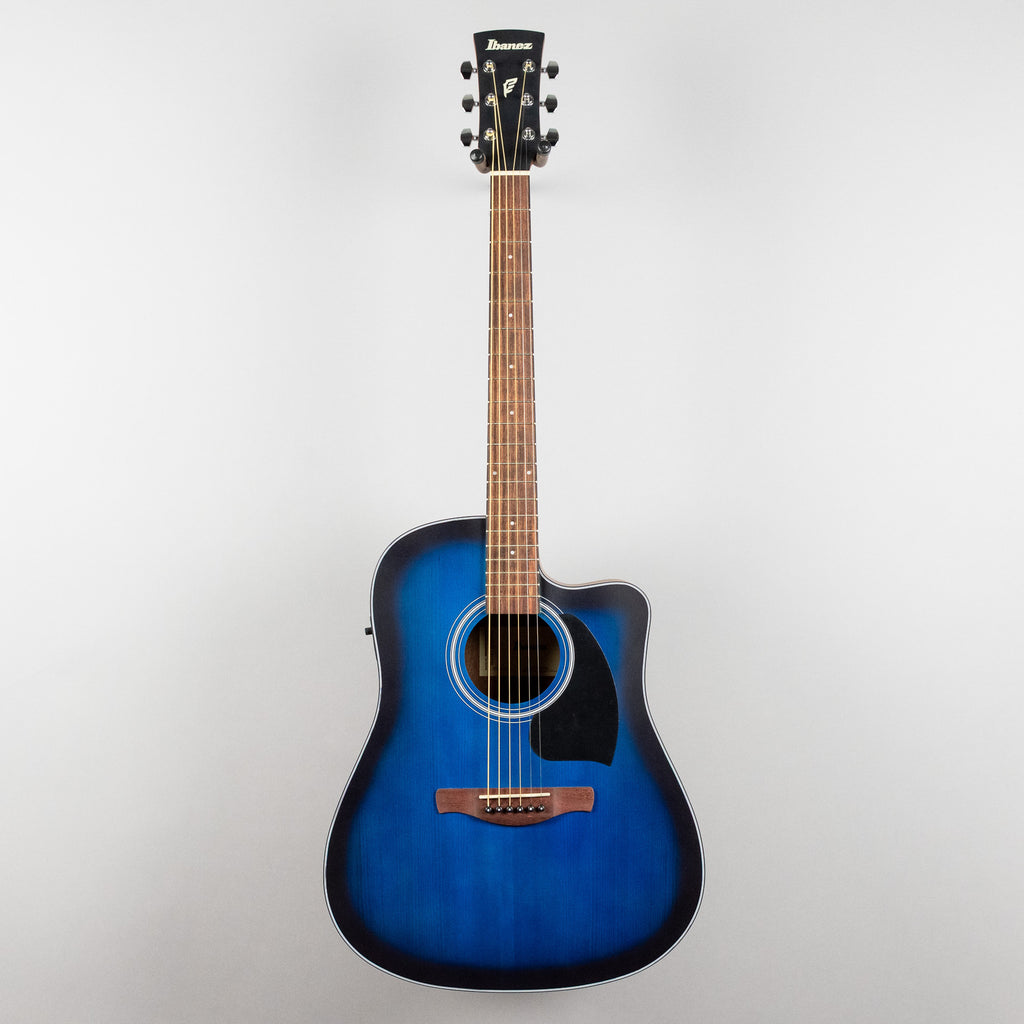 Ibanez PF50CE Dreadnought Acoustic, Transparent Blue Sunburst Top