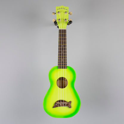 Kala Makala Soprano Dolphin Ukulele, Green Burst