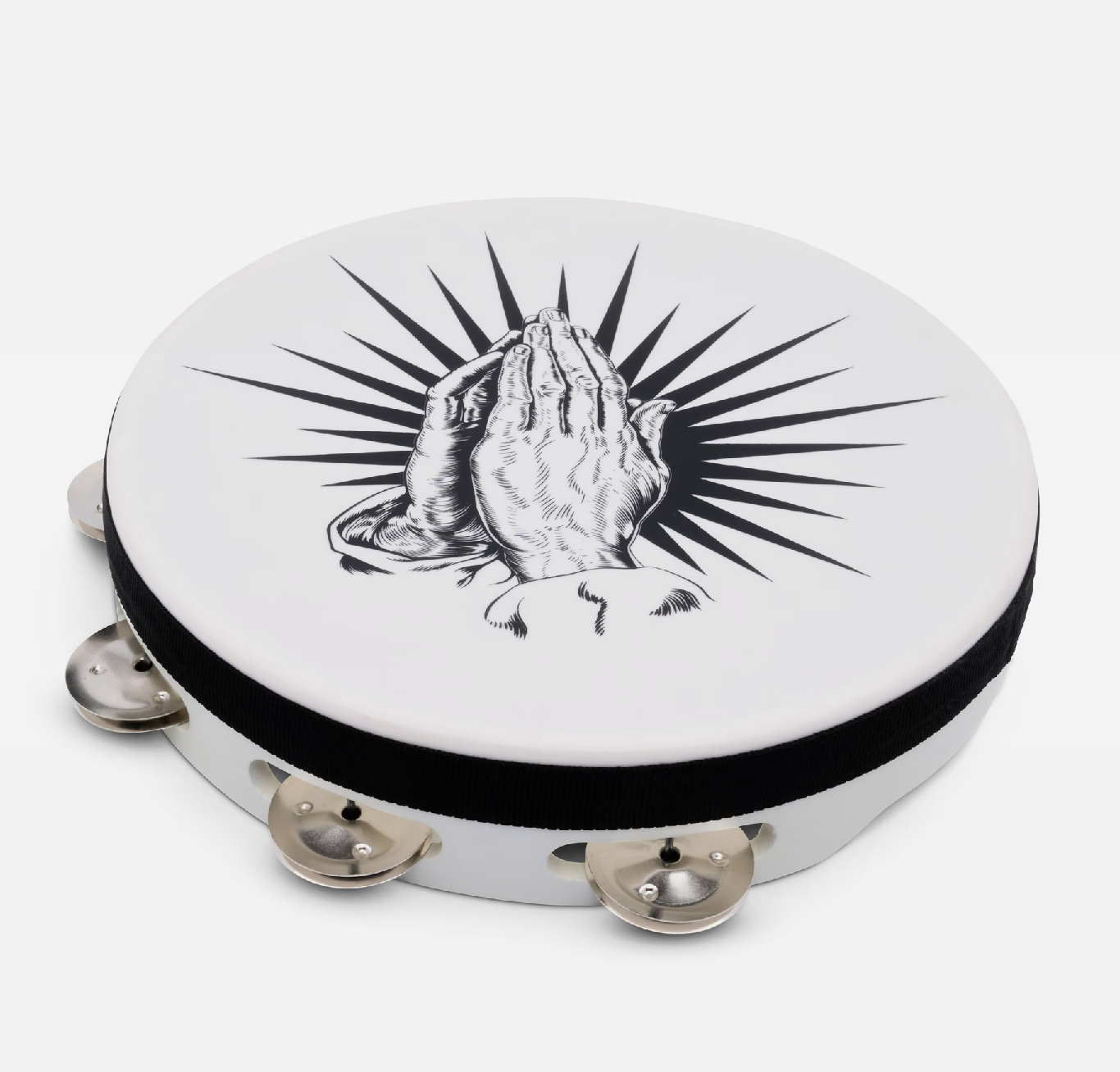 LP 10" Praise Praying Hands Tambourine, White