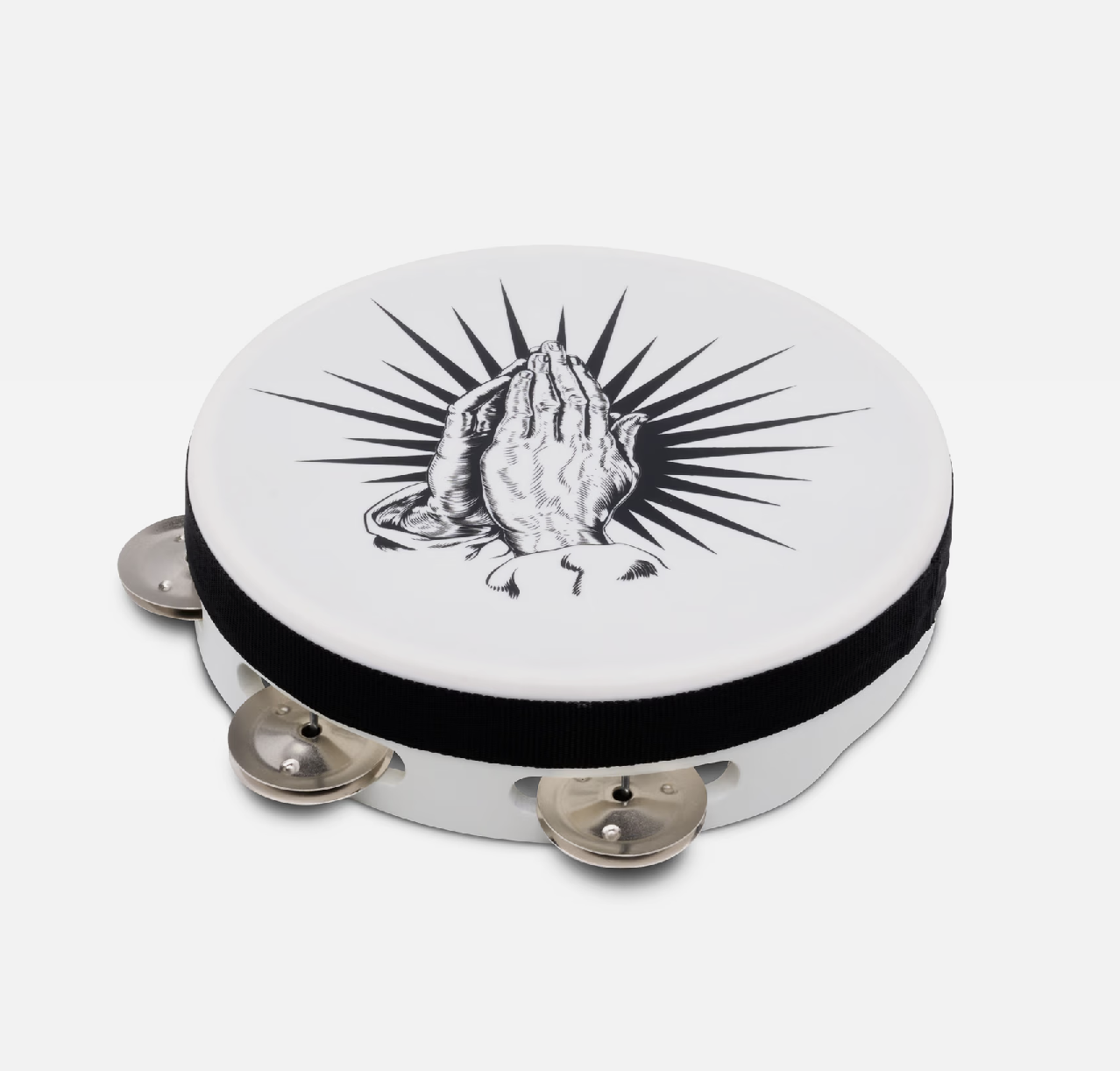LP 8" Praise Praying Hands Tambourine, White