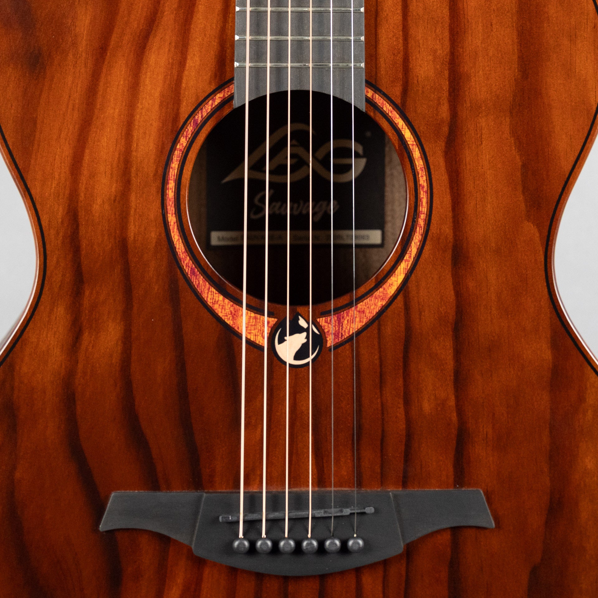 Lag Sauvage-A Auditorium Acoustic Guitar, Brankowood Top / Smoked Eucalyptus Rough Sawn Back & Sides