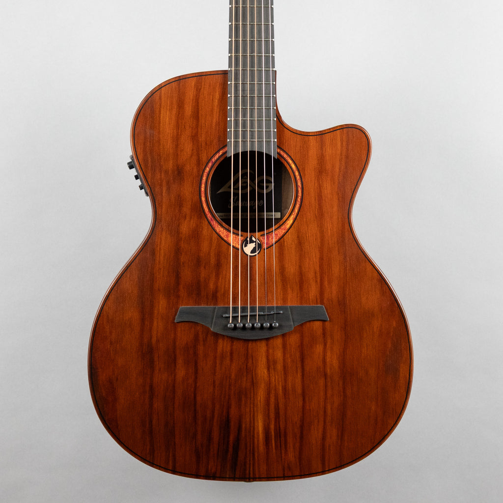 Lag Sauvage-ACE Auditorium Cutaway Acoustic/Electronic Guitar, Brankowood Top / Smoked Eucalyptus Rough Sawn Back & Sides