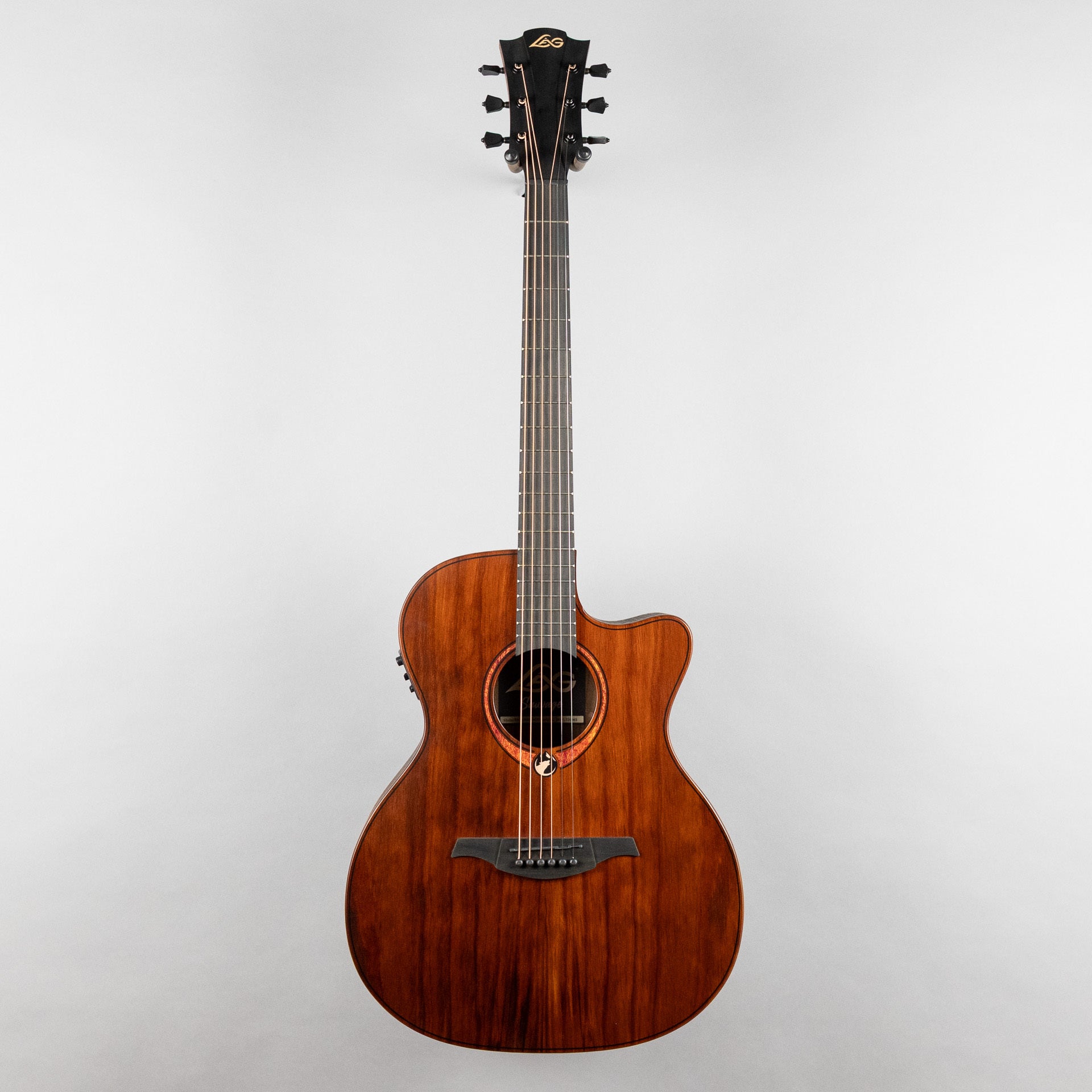 Lag Sauvage-ACE Auditorium Cutaway Acoustic/Electronic Guitar, Brankowood Top / Smoked Eucalyptus Rough Sawn Back & Sides