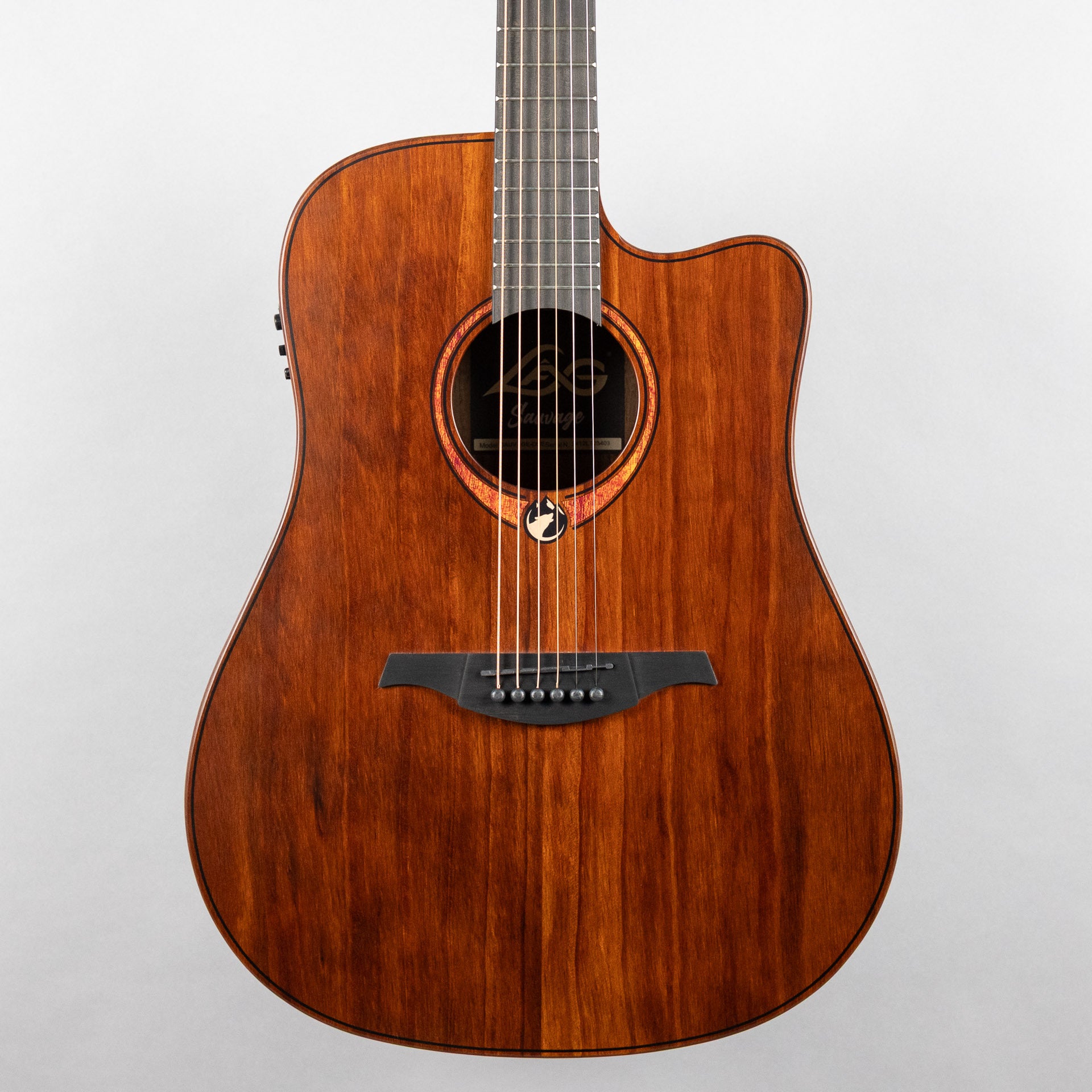 Lag Sauvage-DCE Dreadnought Cutaway Acoustic/Electric Guitar, Brankowood Top / Smoked Eucalyptus Rough Sawn Back & Sides
