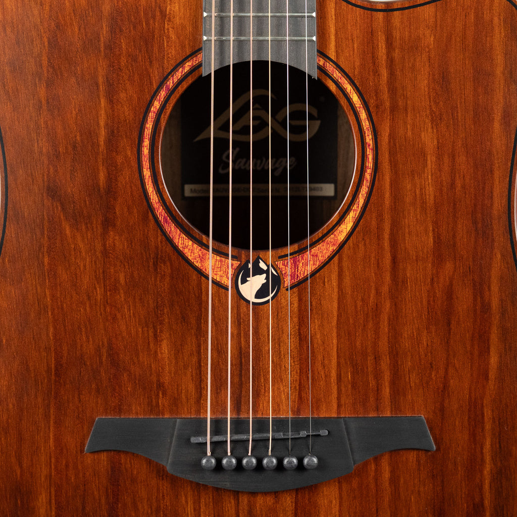 Lag Sauvage-DCE Dreadnought Cutaway Acoustic/Electric Guitar, Brankowood Top / Smoked Eucalyptus Rough Sawn Back & Sides
