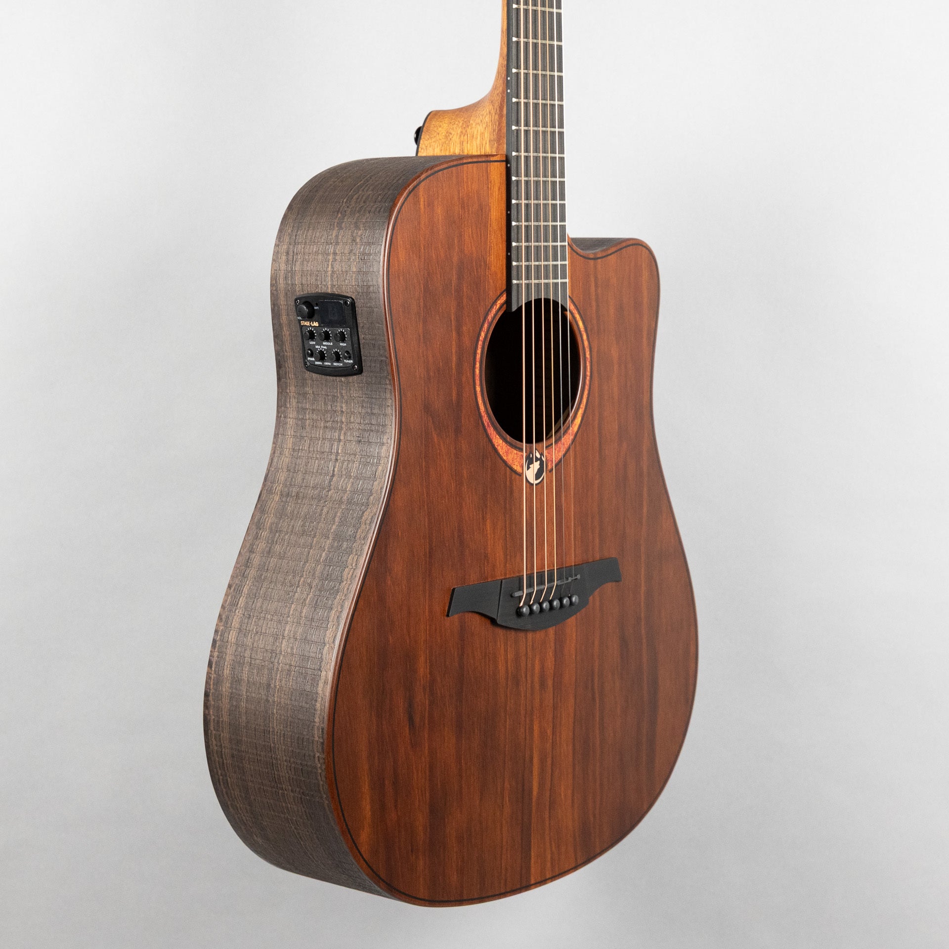 Lag Sauvage-DCE Dreadnought Cutaway Acoustic/Electric Guitar, Brankowood Top / Smoked Eucalyptus Rough Sawn Back & Sides