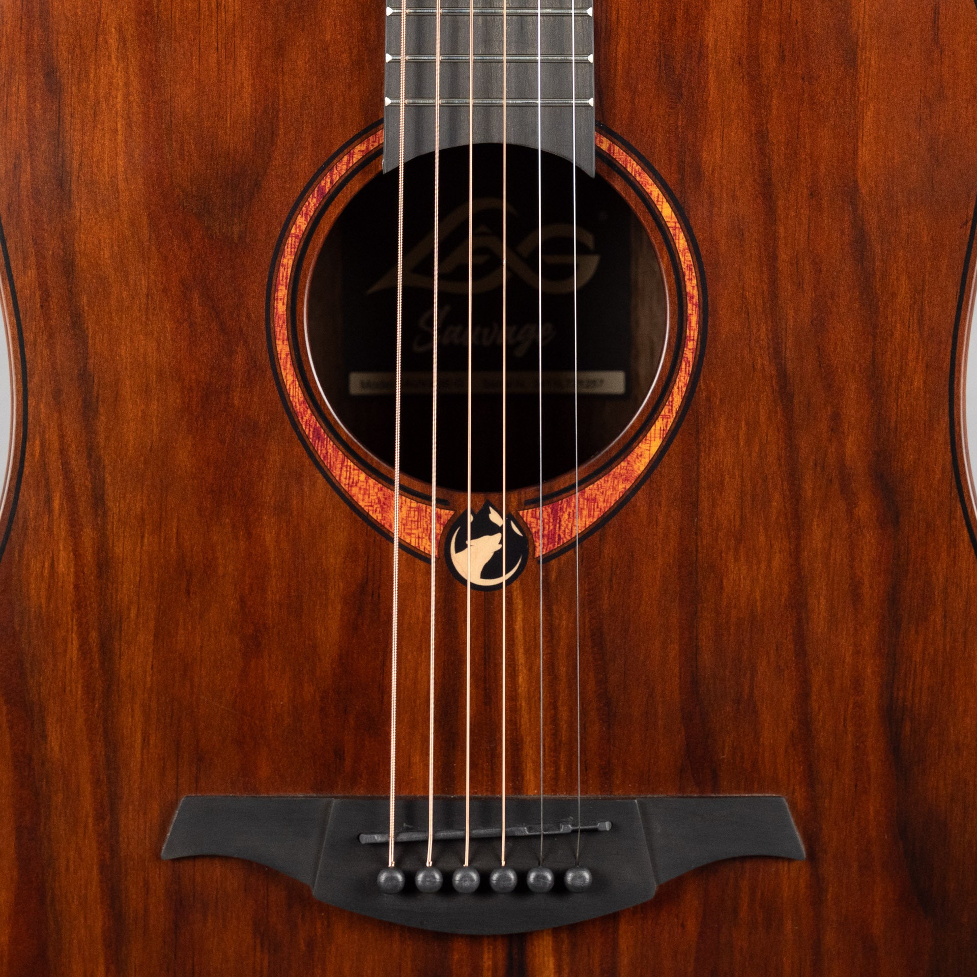 Lag Sauvage-D Dreadnought Acoustic Guitar, Brankowood Top / Smoked Eucalyptus Rough Sawn Back & Sides