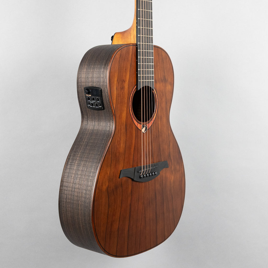 Lag Sauvage-PE Parlor Acoustic/Electric Guitar, Brankowood Top / Smoked Eucalyptus Rough Sawn Back & Sides