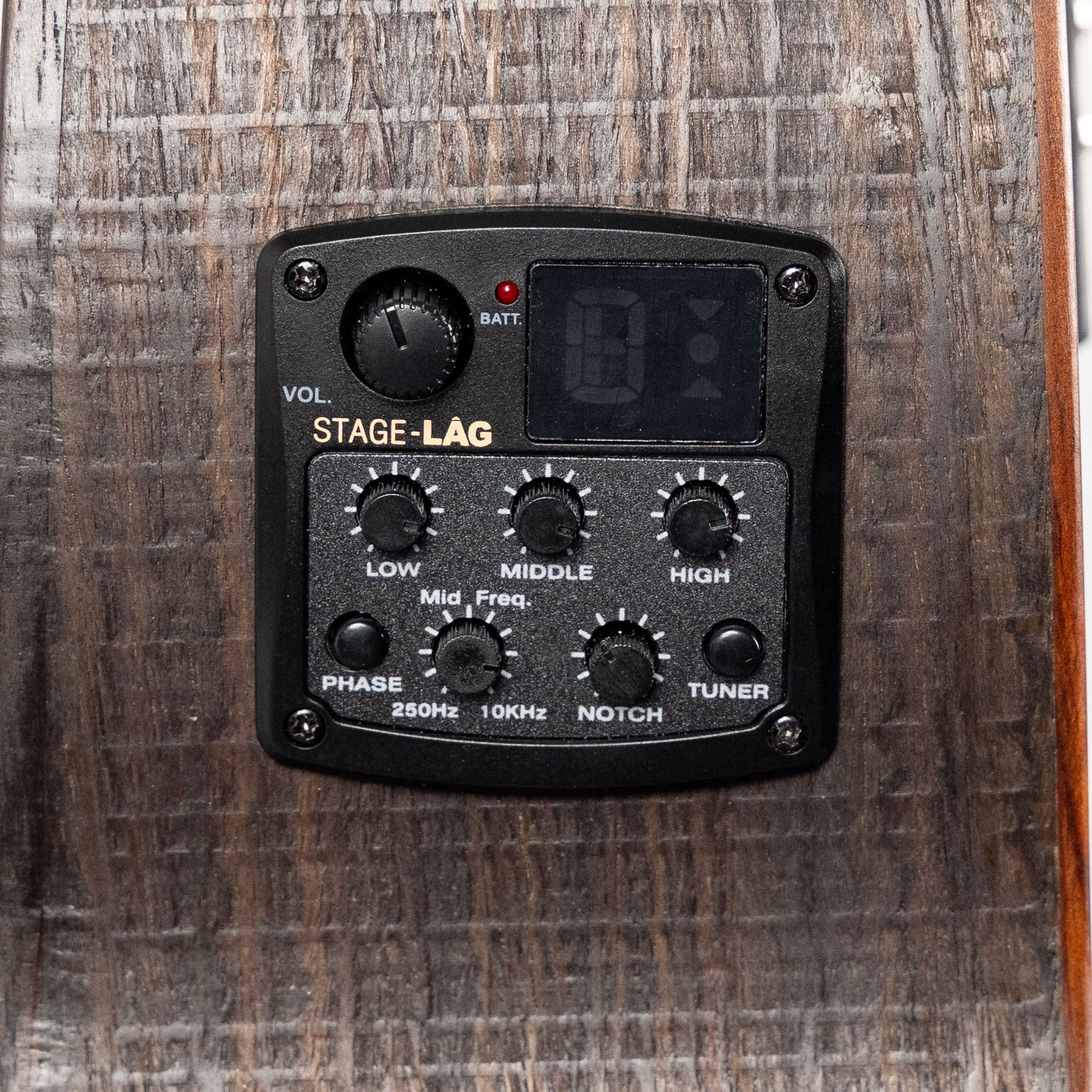 Lag Sauvage-PE Parlor Acoustic/Electric Guitar, Brankowood Top / Smoked Eucalyptus Rough Sawn Back & Sides