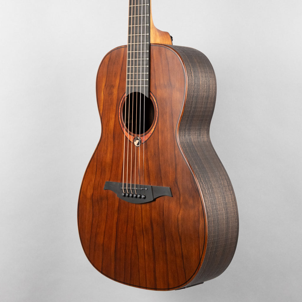 Lag Sauvage-PE Parlor Acoustic/Electric Guitar, Brankowood Top / Smoked Eucalyptus Rough Sawn Back & Sides