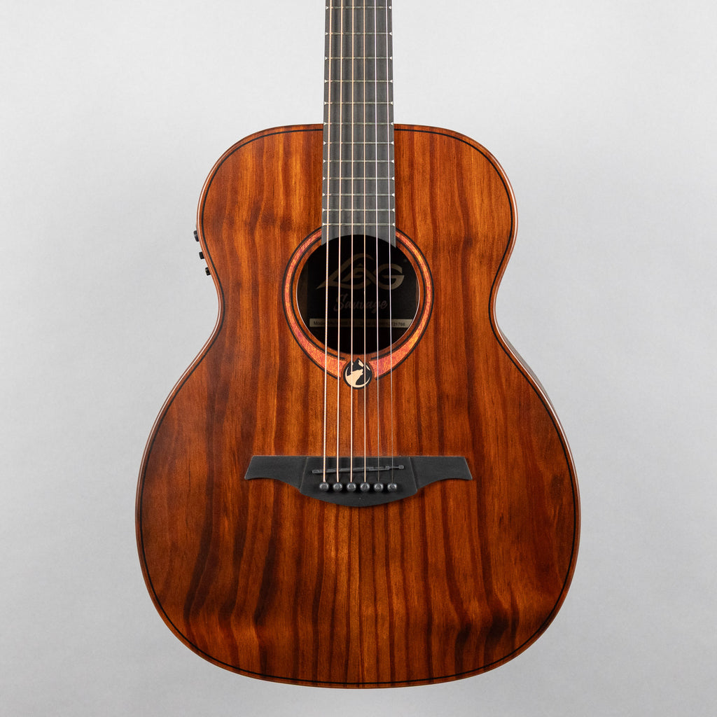 Lag Sauvage-TE Travel Acoustic/Electric Guitar, Brankowood Top / Smoked Eucalyptus Rough Sawn Back & Sides
