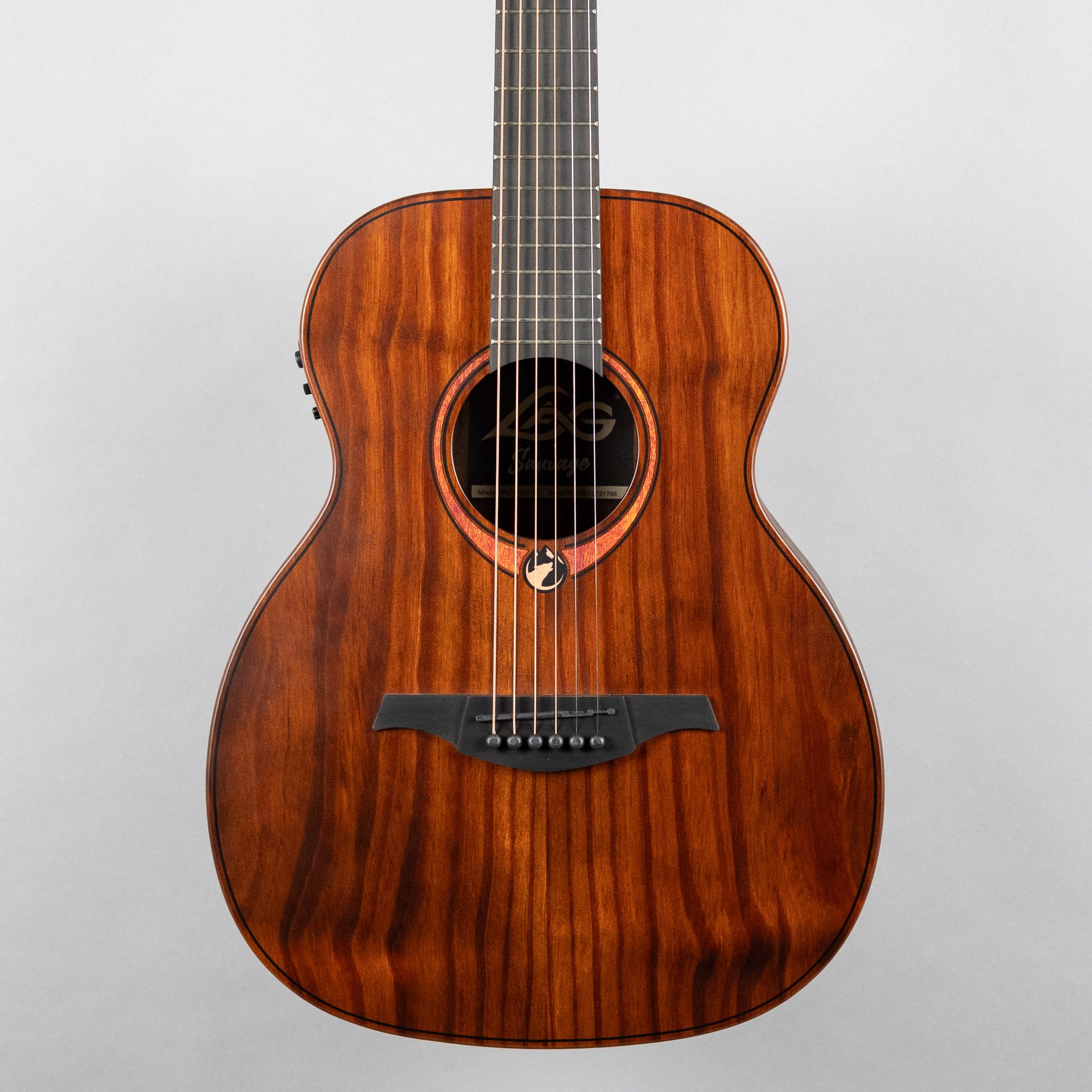 Lag Sauvage-TE Travel Acoustic/Electric Guitar, Brankowood Top / Smoked Eucalyptus Rough Sawn Back & Sides