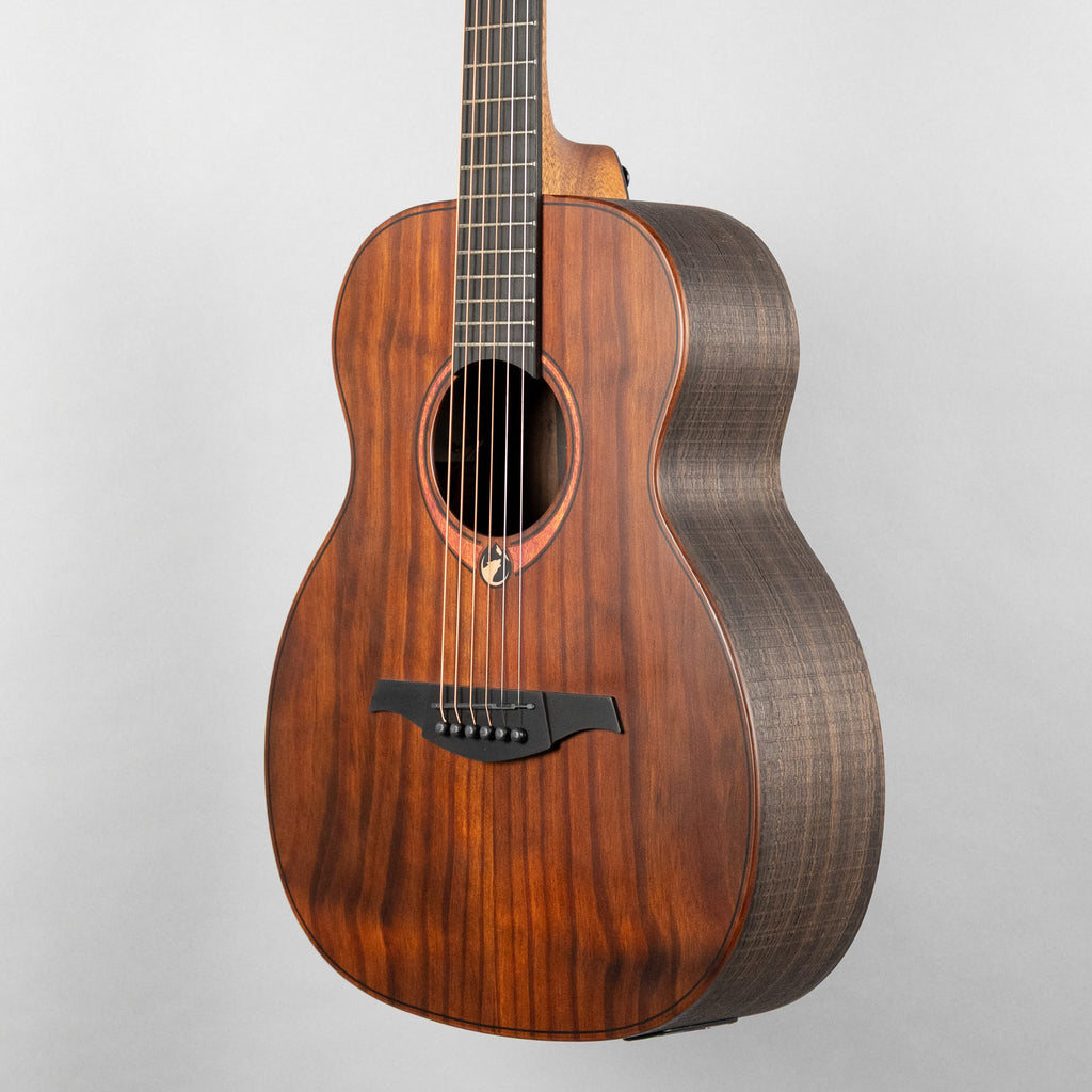 Lag Sauvage-TE Travel Acoustic/Electric Guitar, Brankowood Top / Smoked Eucalyptus Rough Sawn Back & Sides