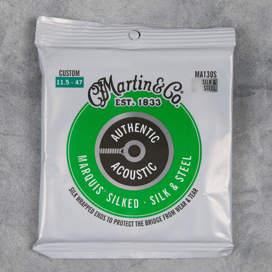 Martin MA130S Authentic Acoustic Marquis Silked Guitar Strings, Custom Gauge .0115-.047