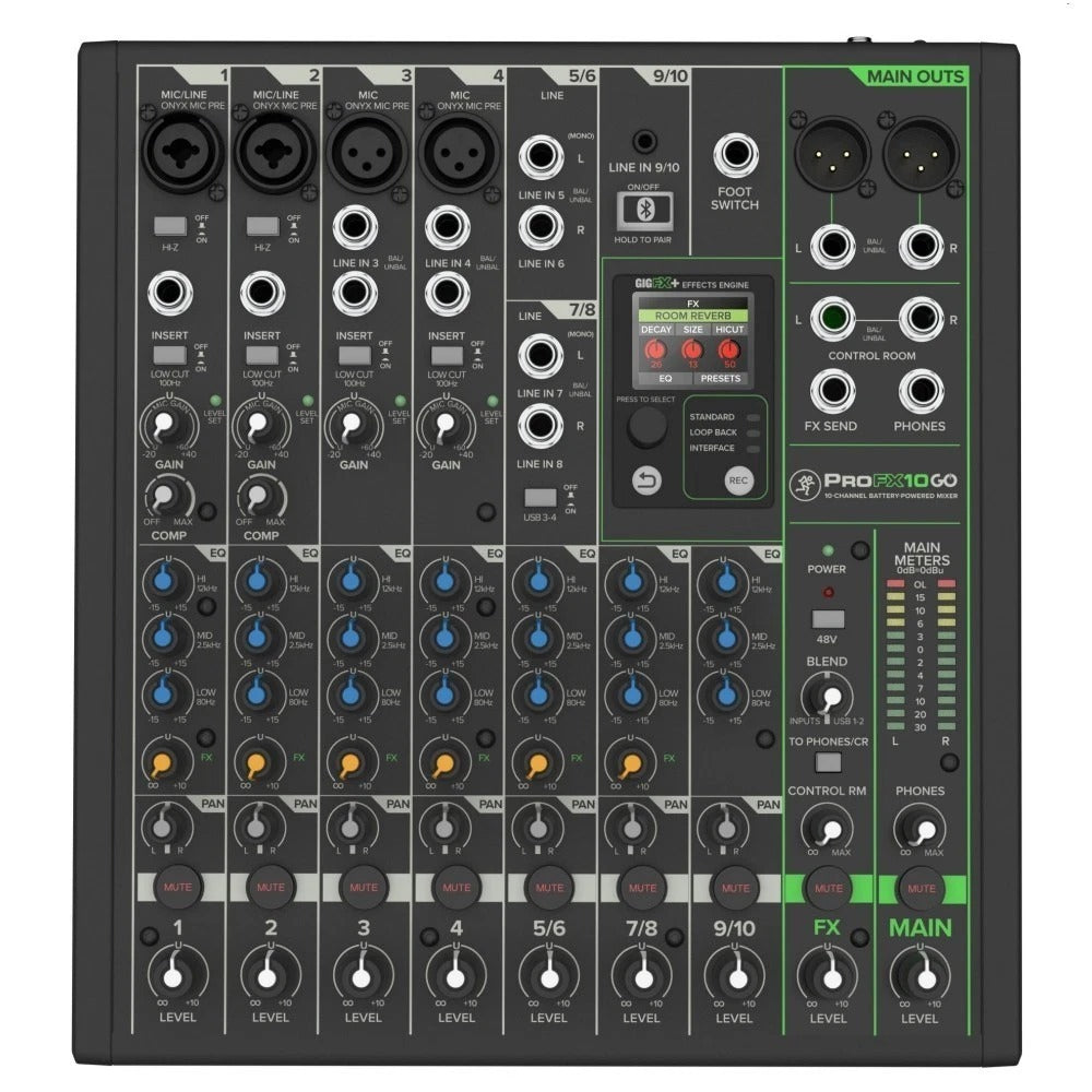 Mackie ProFx10 GO 10-Channel Battery Powered Analog Mixer