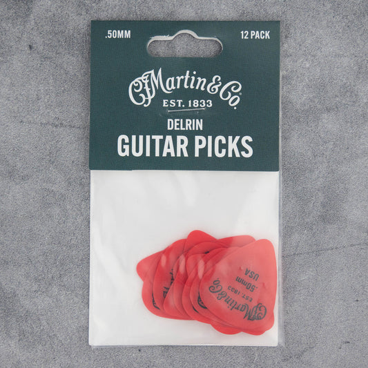 Martin Delrin Picks, Red 0.50mm, 12-Pack