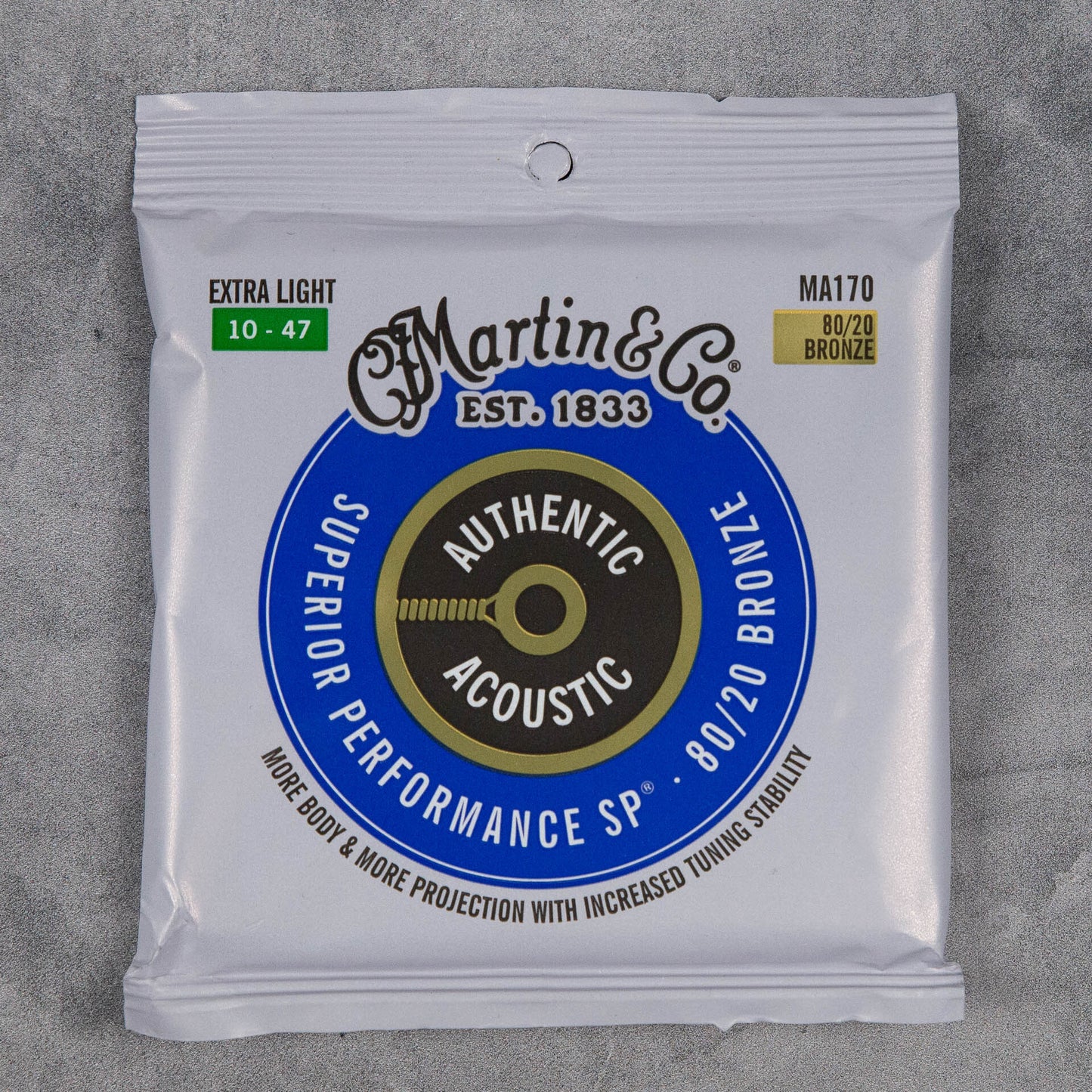 Martin MA170 Authentic Acoustic SP 80/20 Bronze Guitar Strings, Light Gauge .010-.047