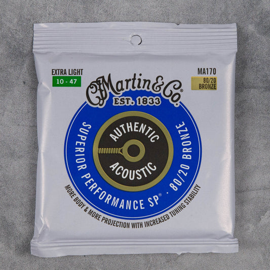 Martin MA170 Authentic Acoustic SP 80/20 Bronze Guitar Strings, Light Gauge .010-.047