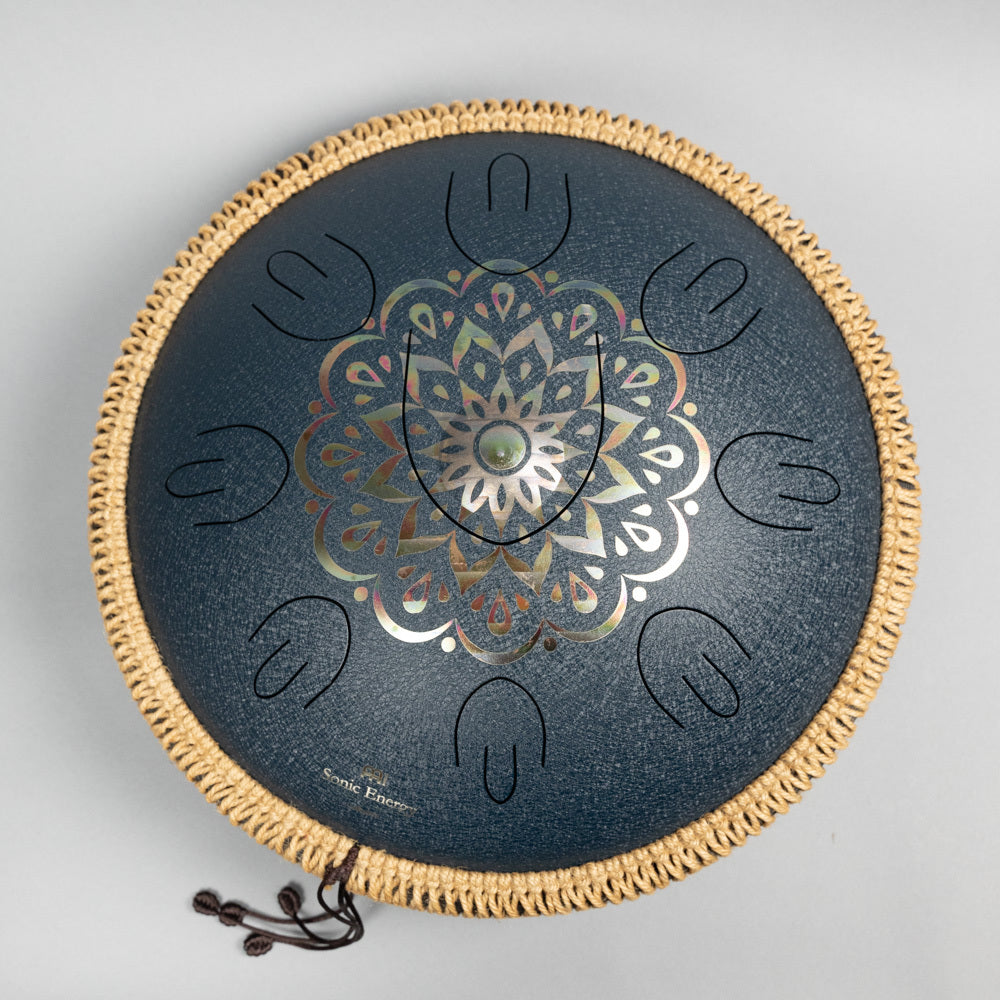 Meinl Sonic Energy OSTD2NBE 16" Octave Steel Tongue Drum, D Amara, Navy Blue / Floral Design