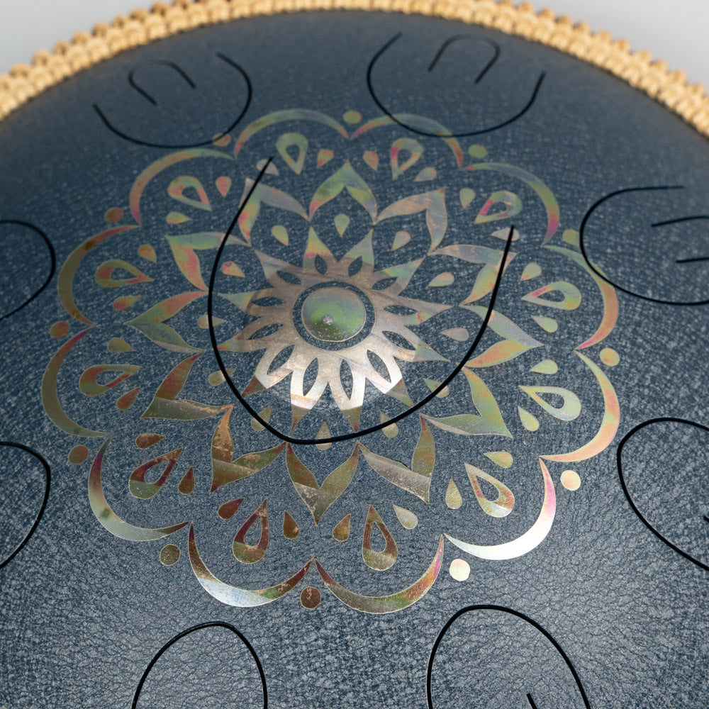 Meinl Sonic Energy OSTD2NBE 16" Octave Steel Tongue Drum, D Amara, Navy Blue / Floral Design