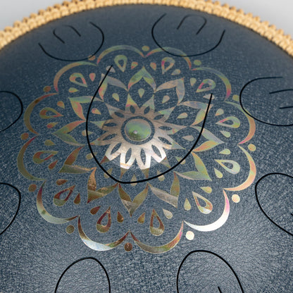 Meinl Sonic Energy OSTD2NBE 16" Octave Steel Tongue Drum, D Amara, Navy Blue / Floral Design