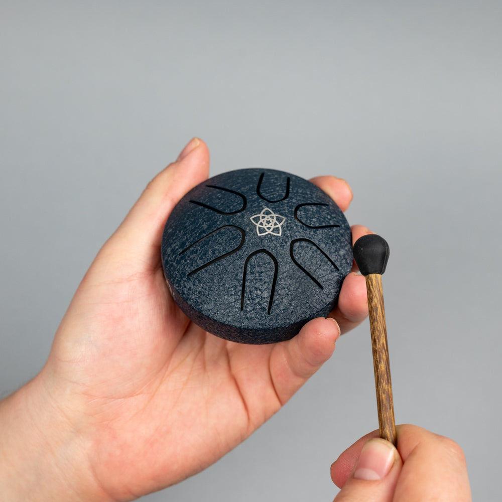 Meinl Sonic Energy PSTD2NBVF 3" Pocket Steel Tongue Drum, A Major, Venus Flower, Navy Blue