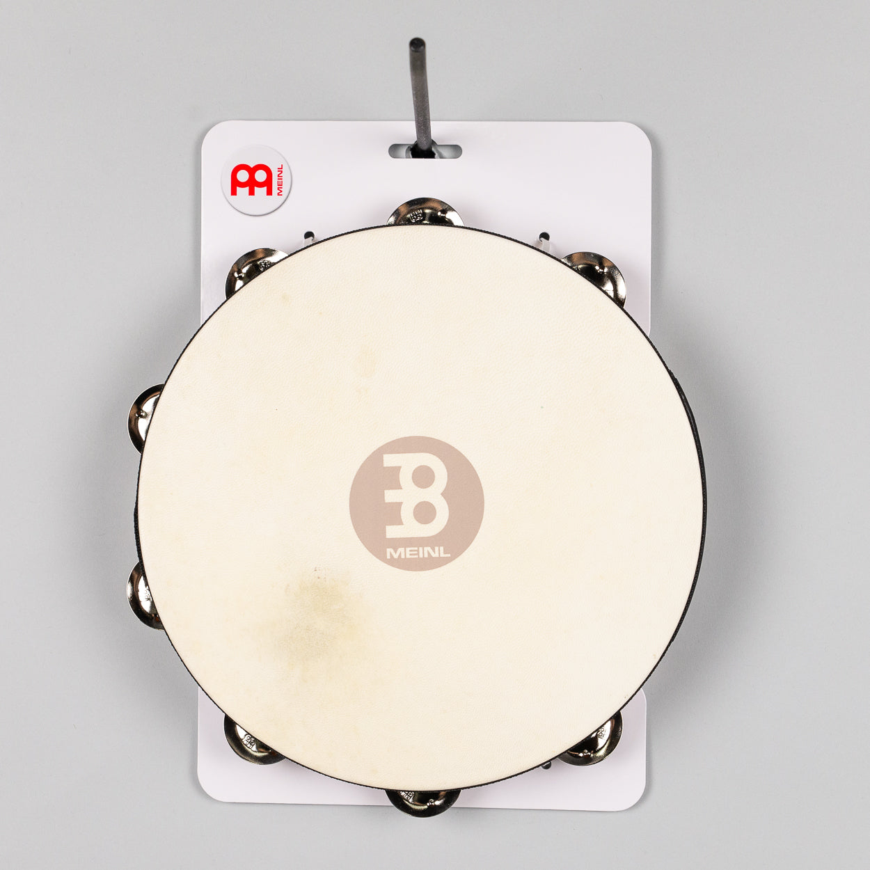 Meinl TAH1AB 10" Headed Wood Tambourine, Single Row Nickel Plated Steel Jingles