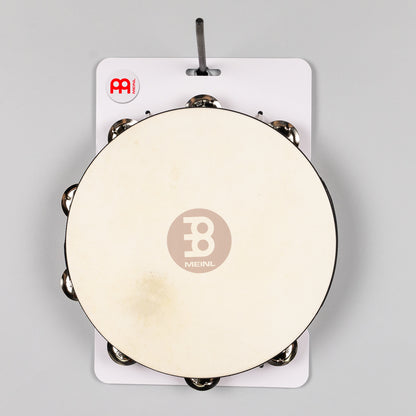 Meinl TAH1AB 10" Headed Wood Tambourine, Single Row Nickel Plated Steel Jingles