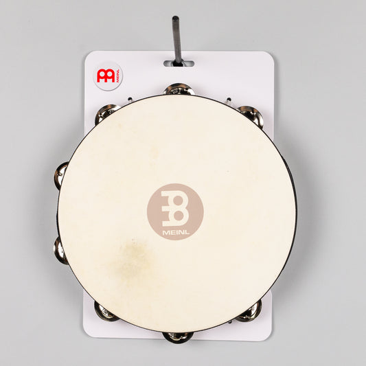 Meinl TAH1AB 10" Headed Wood Tambourine, Single Row Nickel Plated Steel Jingles