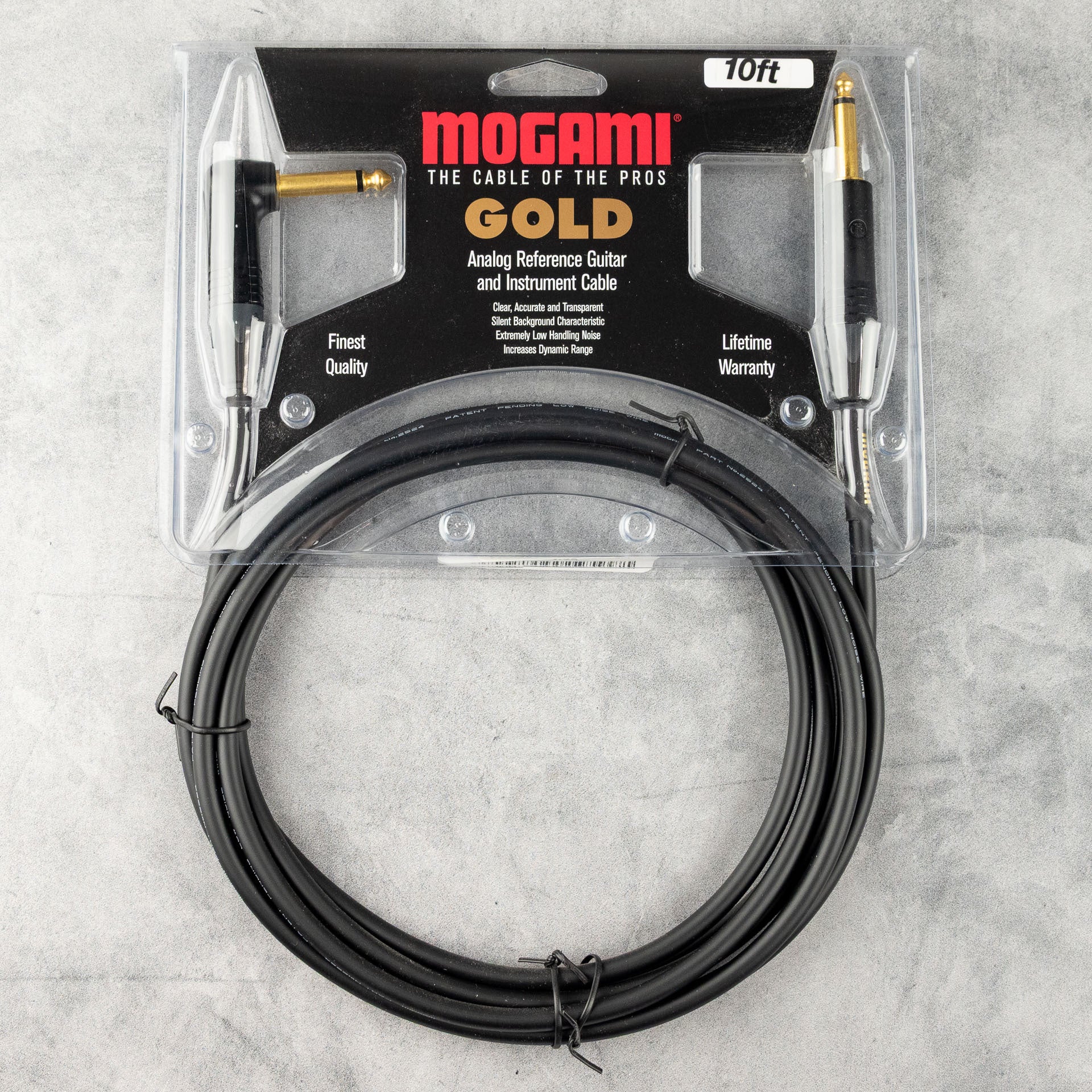 Mogami Gold Instrument Cable, Straight to Right Angle (10ft)