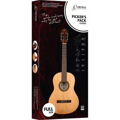 Ortega 4/4 Nylon String Guitar "Picker's Pack"