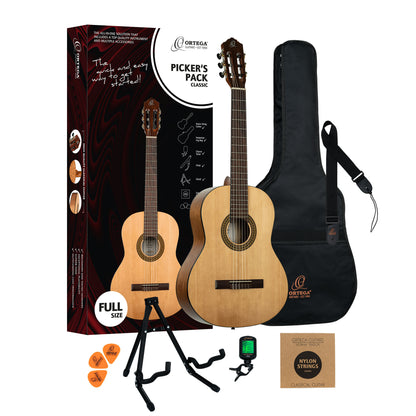 Ortega 4/4 Nylon String Guitar "Picker's Pack"